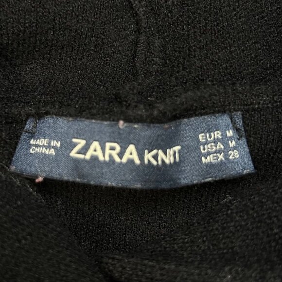 Zara Knit Hoodie Medium Women Gemstone Sparkle Black Soft - Picture 4 of 5